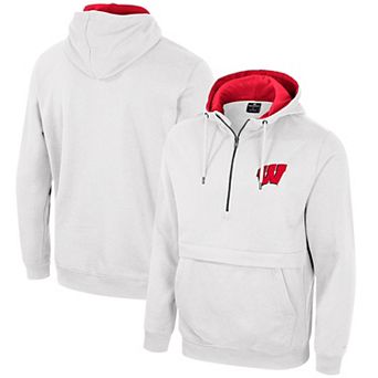 Men's Colosseum White Wisconsin Badgers Half-Zip Hoodie