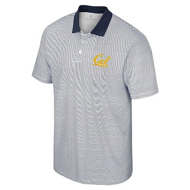 Men's Colosseum White/Navy Cal Bears Print Stripe Polo