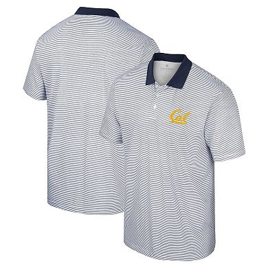 Men's Colosseum White/Navy Cal Bears Print Stripe Polo