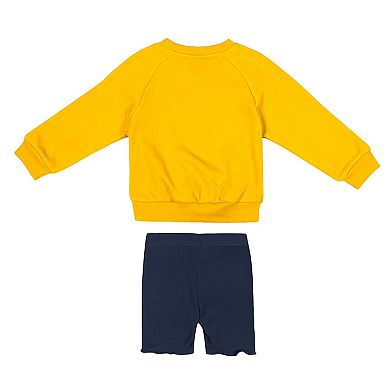 Girls Toddler Colosseum Maize/Navy Michigan Wolverines Beta Fleece Sweatshirt and Shorts Set