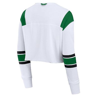 Women's Fanatics White Oregon Ducks Training Camp Cropped Long Sleeve V-Neck Fashion Top