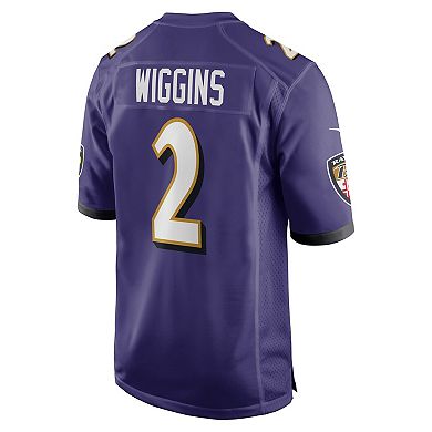Men's Nike Nate Wiggins Purple Baltimore Ravens 2024 NFL Draft First Round Pick Player Game Jersey
