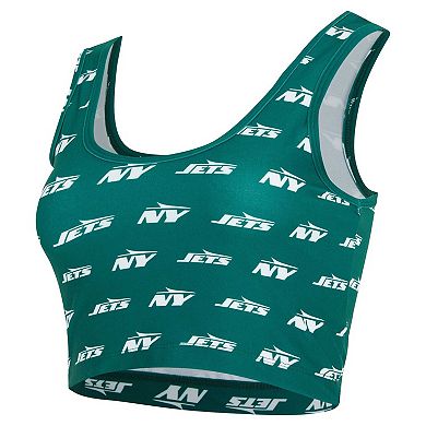 Women's Concepts Sport Green New York Jets Record Allover Print Bralette