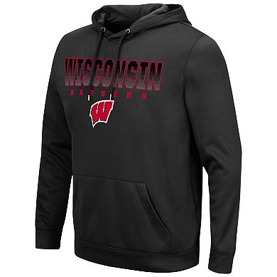Men's Colosseum Black Wisconsin Badgers Blackout 3.0 Pullover Hoodie