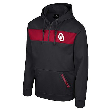 Men's Colosseum Black Oklahoma Sooners Quarter-Zip Hoodie