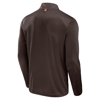 Men's Fanatics Brown Cleveland Browns Defender Long Sleeve Quarter-Zip Jacket