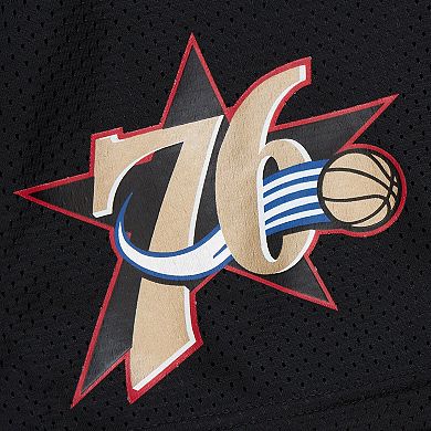 Men's Mitchell & Ness Black Philadelphia 76ers Hardwood Classics Gameday Mesh Shorts