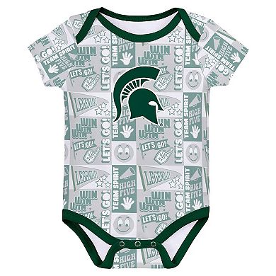 Newborn Green Michigan State Spartans Sunday Comics 3-Pack Bodysuit Set