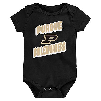 Newborn Black Purdue Boilermakers Sunday Comics 3-Pack Bodysuit Set