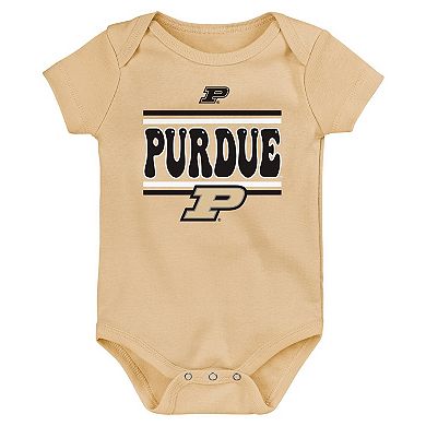 Newborn Black Purdue Boilermakers Sunday Comics 3-Pack Bodysuit Set