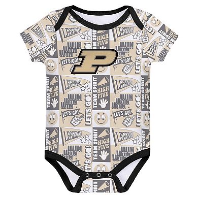 Newborn Black Purdue Boilermakers Sunday Comics 3-Pack Bodysuit Set