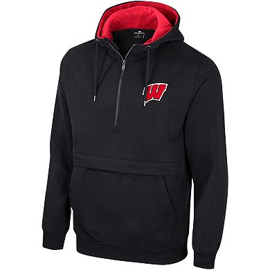 Men's Colosseum Black Wisconsin Badgers Half-Zip Hoodie