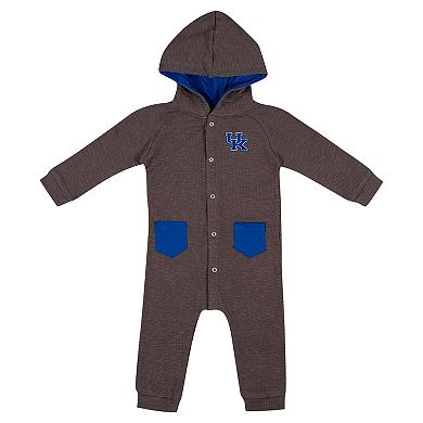 Newborn & Infant Colosseum Charcoal Kentucky Wildcats Zando-Zan Waffle Full-Snap Hooded Romper