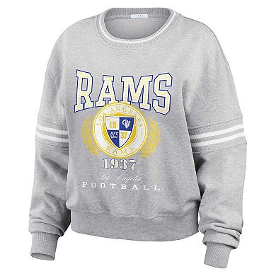 Women's WEAR by Erin Andrews Heather Gray Los Angeles Rams Cropped Pullover Sweatshirt