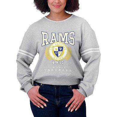 Women's WEAR by Erin Andrews Heather Gray Los Angeles Rams Cropped Pullover Sweatshirt