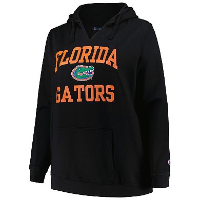 Women's Champion Black Florida Gators Plus Size Heart & Soul Notch Neck Pullover