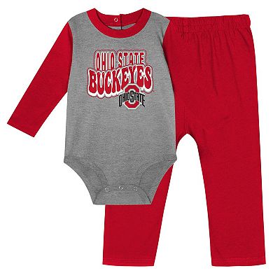 Infant Scarlet Ohio State Buckeyes Double Up Long Sleeve Bodysuit & Pant Set