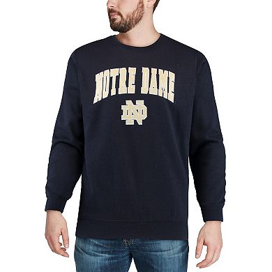 Men's Colosseum Navy Notre Dame Fighting Irish Arch & Logo Crew Neck Sweatshirt