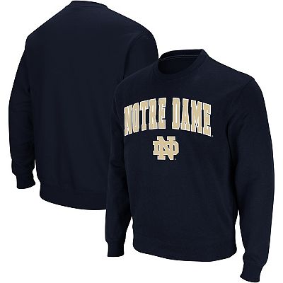 Men s Colosseum Navy Notre Dame Fighting Irish Arch Logo Crew Neck Sweatshirt