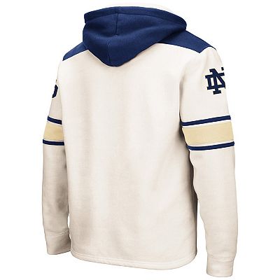 Men s Colosseum Cream Notre Dame Fighting Irish Big Tall Hockey Lace Up Pullover Hoodie