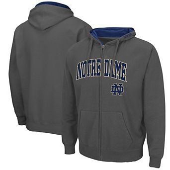 Men's Colosseum Charcoal Notre Dame Fighting Irish Arch & Logo 3.0 Full-Zip Hoodie