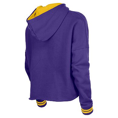 Women's New Era Purple Los Angeles Lakers Boxy Raw Edge Pullover Hoodie