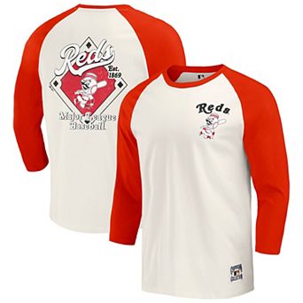 Men's Darius Rucker Collection by Fanatics White Cincinnati Reds Cooperstown Collection Raglan 3/4-Sleeve T-Shirt