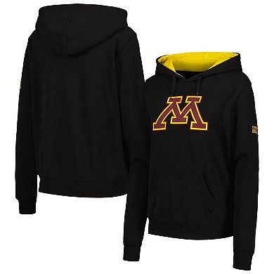 Women's Colosseum Black Minnesota Golden Gophers Big Logo Pullover Hoodie