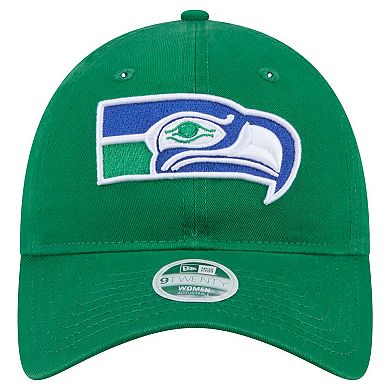 Women's New Era Green Seattle Seahawks Throwback Main Core Classic 2.0 9TWENTY Adjustable Hat