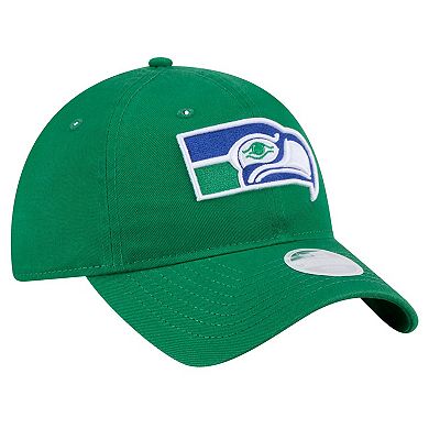 Women's New Era Green Seattle Seahawks Throwback Main Core Classic 2.0 9TWENTY Adjustable Hat