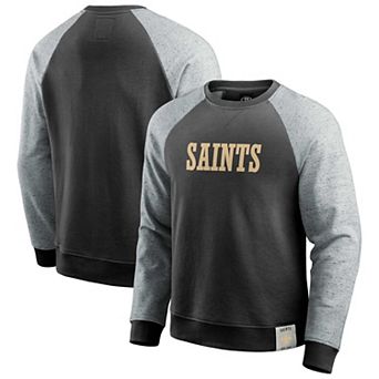 Men's Darius Rucker Collection by Fanatics Heather Gray/Black New Orleans Saints Colorblock Pullover Sweatshirt