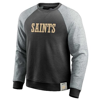Men's Darius Rucker Collection by Fanatics Heather Gray/Black New Orleans Saints Colorblock Pullover Sweatshirt