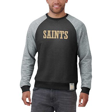 Men's Darius Rucker Collection by Fanatics Heather Gray/Black New Orleans Saints Colorblock Pullover Sweatshirt