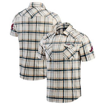 Men's Darius Rucker Collection by Fanatics Navy Atlanta Braves Plaid Full-Snap Shirt