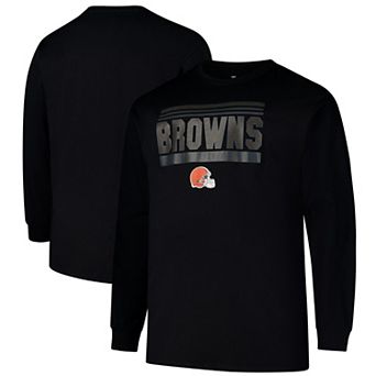Men's Profile Black Cleveland Browns Big & Tall Pop Long Sleeve T-Shirt