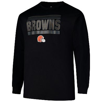 Men's Profile Black Cleveland Browns Big & Tall Pop Long Sleeve T-Shirt