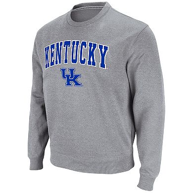 Men's Colosseum Heathered Gray Kentucky Wildcats Arch & Logo Pullover Sweatshirt
