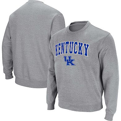 Men's Colosseum Heathered Gray Kentucky Wildcats Arch & Logo Pullover Sweatshirt