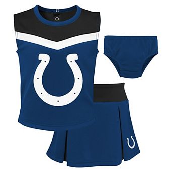 Girls Toddler Royal Indianapolis Colts Spirit Cheer Two-Piece Cheerleader Set with Bloomers