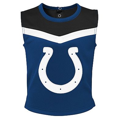 Girls Toddler Royal Indianapolis Colts Spirit Cheer Two-Piece Cheerleader Set with Bloomers