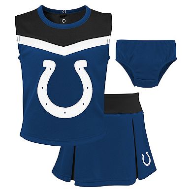 Girls Toddler Royal Indianapolis Colts Spirit Cheer Two-Piece Cheerleader Set with Bloomers