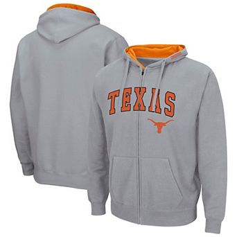 Men's Colosseum Heather Gray Texas Longhorns Arch & Logo 3.0 Full-Zip Hoodie
