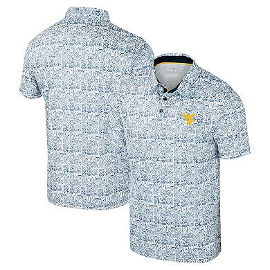 Men's Colosseum Navy West Virginia Mountaineers It's Time! Allover Print Polo