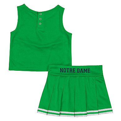 Girls Toddler Colosseum Green Notre Dame Fighting Irish Time For Recess Cheer Top & Skirt Set
