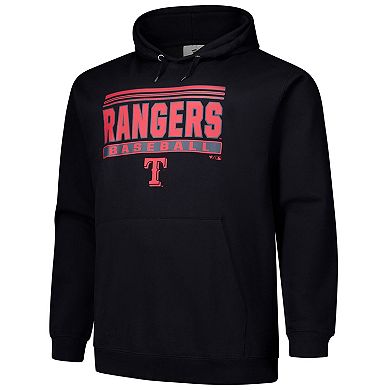Men's Black Texas Rangers Stack Fleece Pullover Hoodie