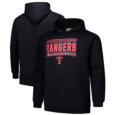 Men's Black Texas Rangers Stack Fleece Pullover Hoodie