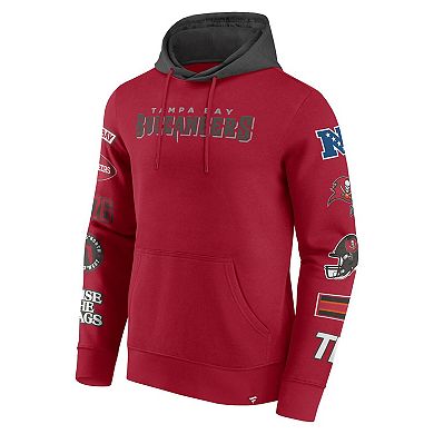 Men's Fanatics Red/Pewter Tampa Bay Buccaneers Patched Out Pullover Hoodie