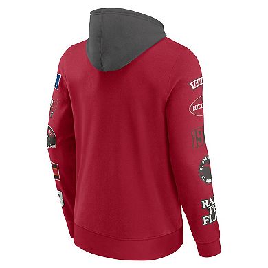 Men's Fanatics Red/Pewter Tampa Bay Buccaneers Patched Out Pullover Hoodie