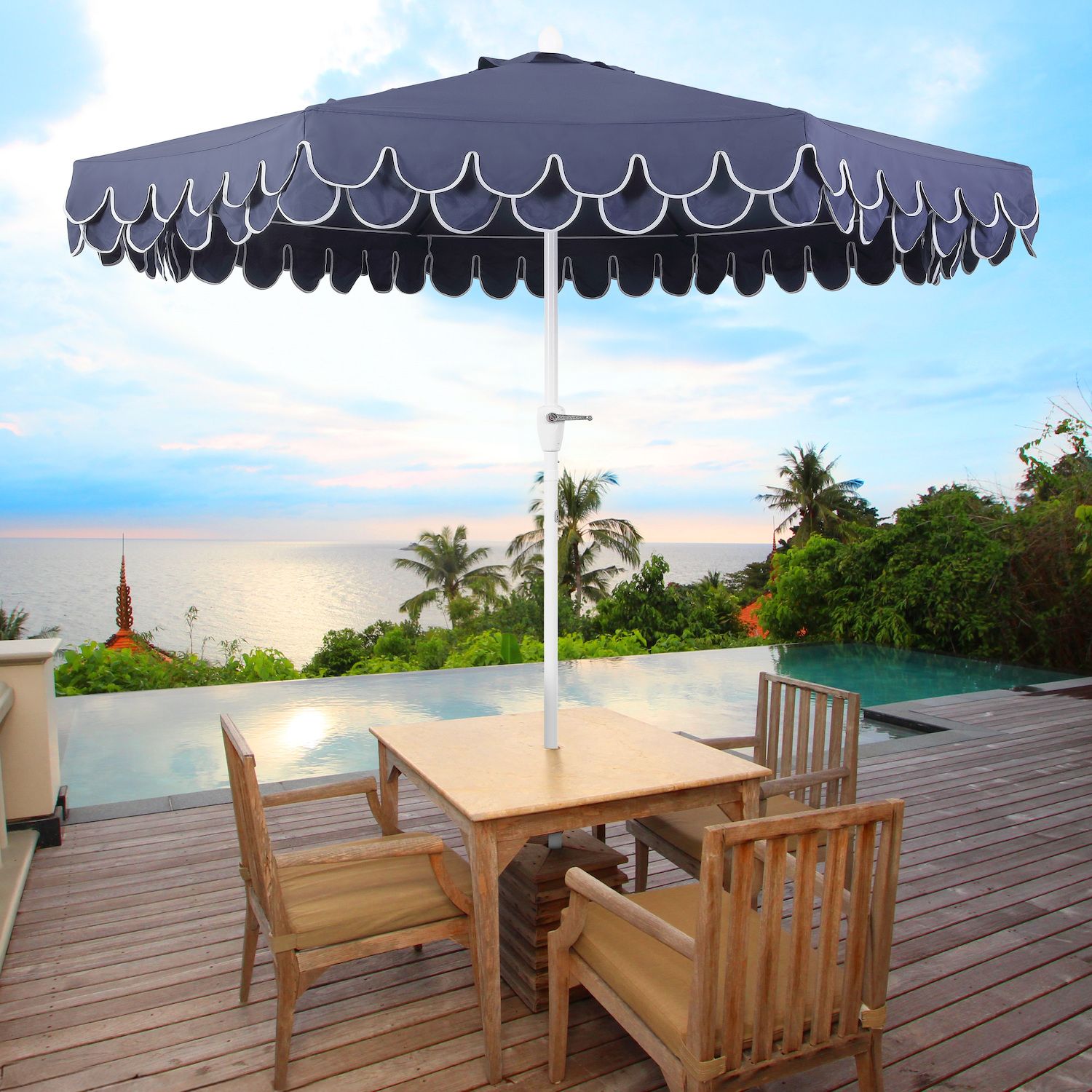 9ft Fringe Market Patio Umbrella - Thumbnail 2