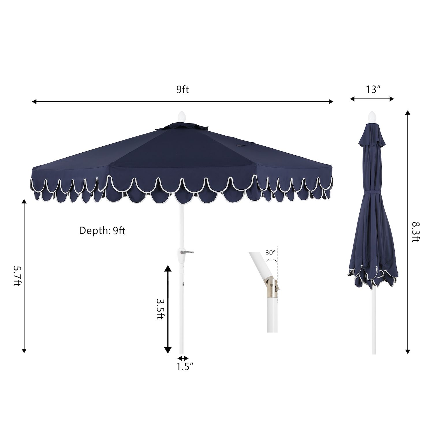 9ft Fringe Market Patio Umbrella
